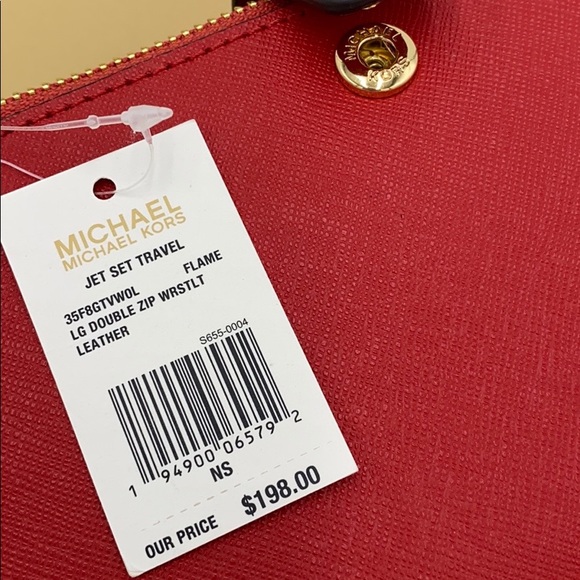 MICHAEL KORS LARGE DOUBLE ZIP WRISTLET  FLAME - Picture 7 of 16